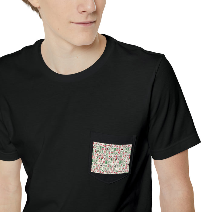 Mahjong Pattern Unisex Pocket T-shirt